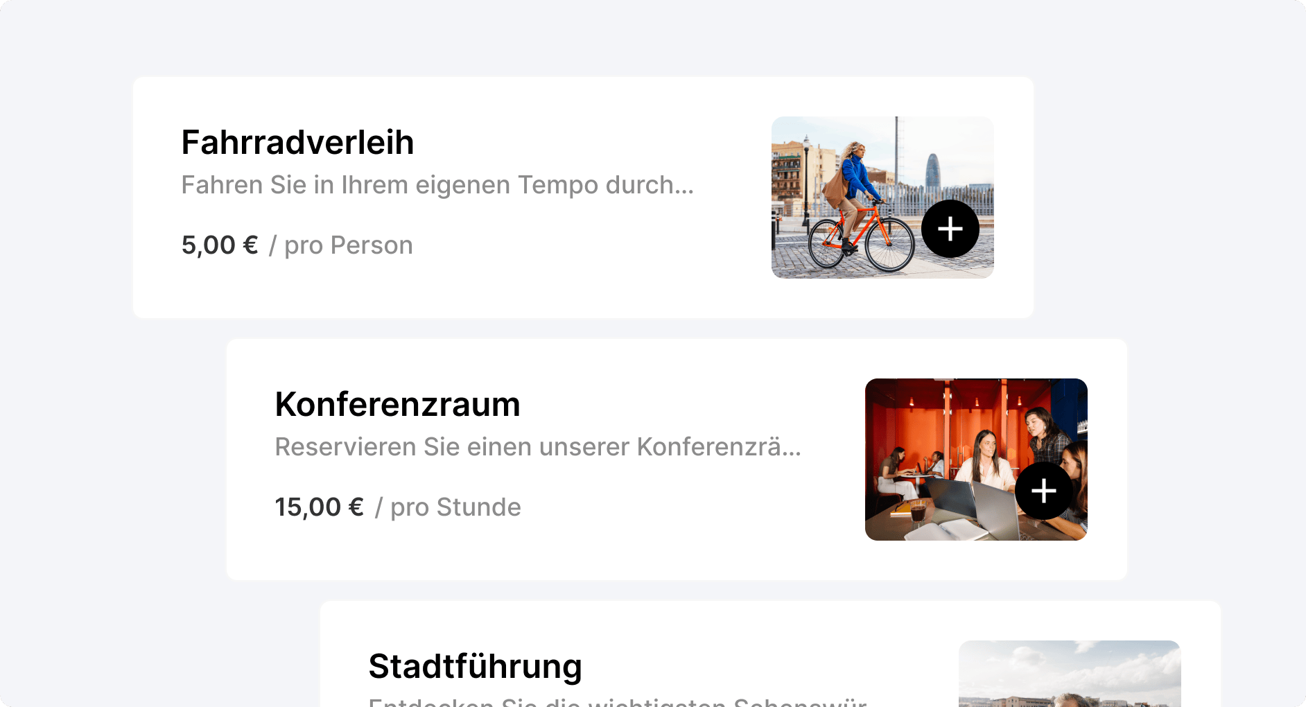 Biete Möglichkeiten, Produkte und Services beim Check-in hinzuzufügen