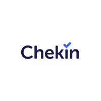 "Chekin" logo met een vinkje geïntegreerd in de letter "k".