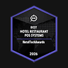 Award badge for Best Hotel Restaurant POS Systems at the 2026 Hotel Tech Awards.