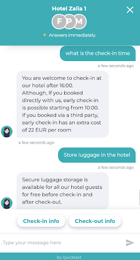 Quicktext Free Hotel Chatbot product image 1