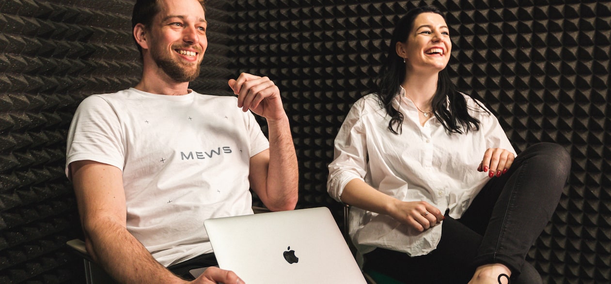 Mews employees in a sound proofed room