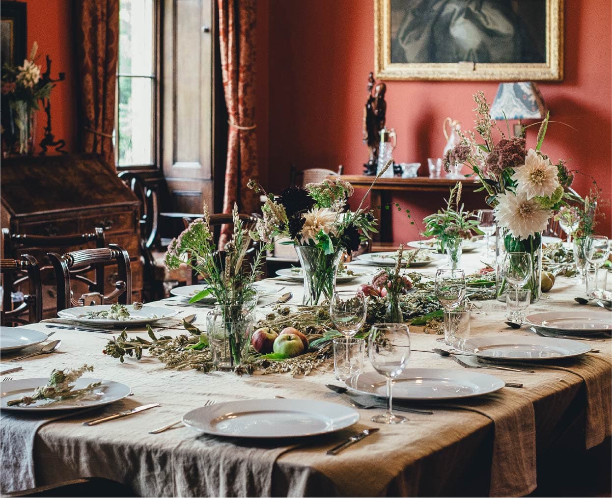 Hotel dining room set up for event